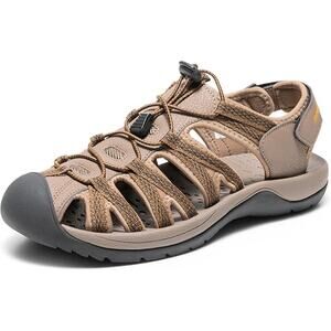 New Dream Pairs Mens Size 11 Brown Hook Loop Closed Toe Hiking Camping Sandals